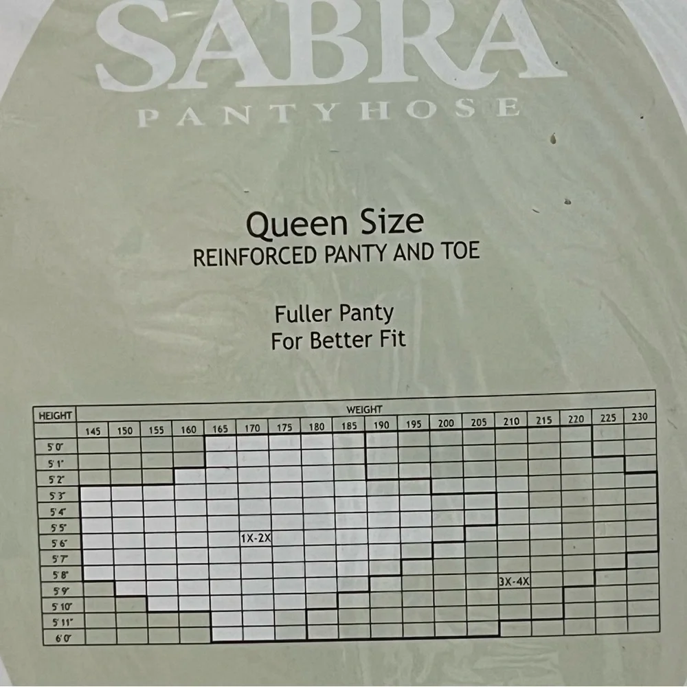 ❗️NWT❗️Sabra Queen Size Pantyhose Coffee Reinforced Toe 1X–2X